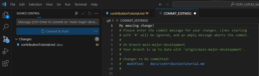 commit message